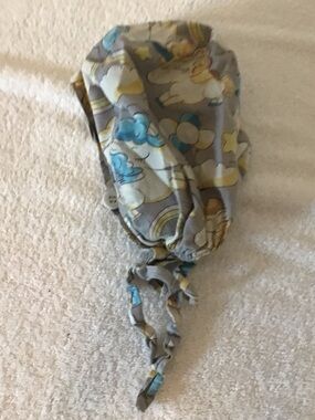 Grey Unicorn Print Scrub Cap with Ties